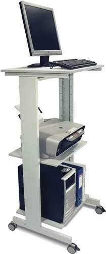 Zertifiziert PC-Arbeitstisch H1180xB600xT500mm lichtgrau fahrbar - 6830-9