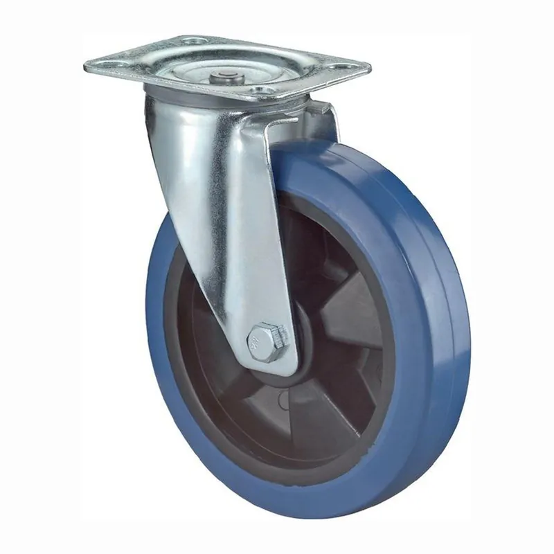 BS Rollen Lenkrolle mit Anschraubplatte Elastik-Vollgummi blau Rollenlager 100 mm 140 kg - L500.B61.101 Markenware