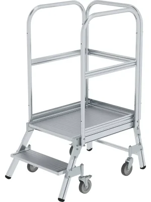 Online Kaufen Günzburger Steigtechnik Podesttreppe einseitig begehbar mit Federrolle Aluminium geriffelt 2 Stufen - 050102