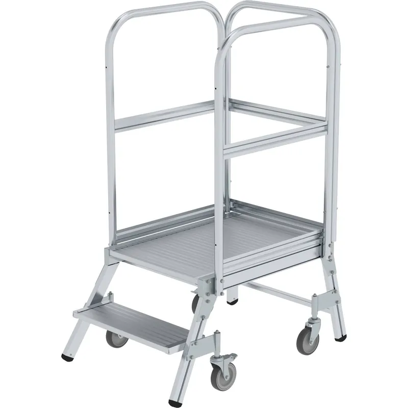 Online Kaufen Günzburger Steigtechnik Podesttreppe einseitig begehbar mit Federrolle Aluminium geriffelt 2 Stufen - 050102