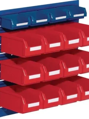 Neue Kollektion RasterPlan Sichtlagerkastenset H450xB500xT250mm STA/PE blau+rot 12xGr.7 rot/4xGr.8blau - 4225.51.0521