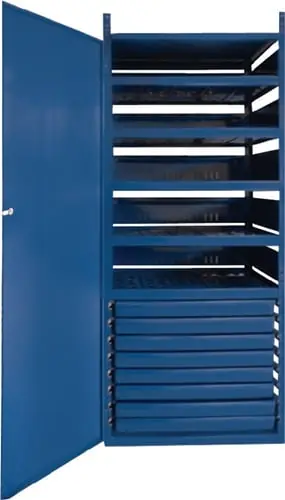 Top-Angebot Schrank m.Tür LOGS 145 H1550xB540xT390mm 8 Schubl.5 Fbd.blau RAL LOGS - LOGS 145 RAL 5022
