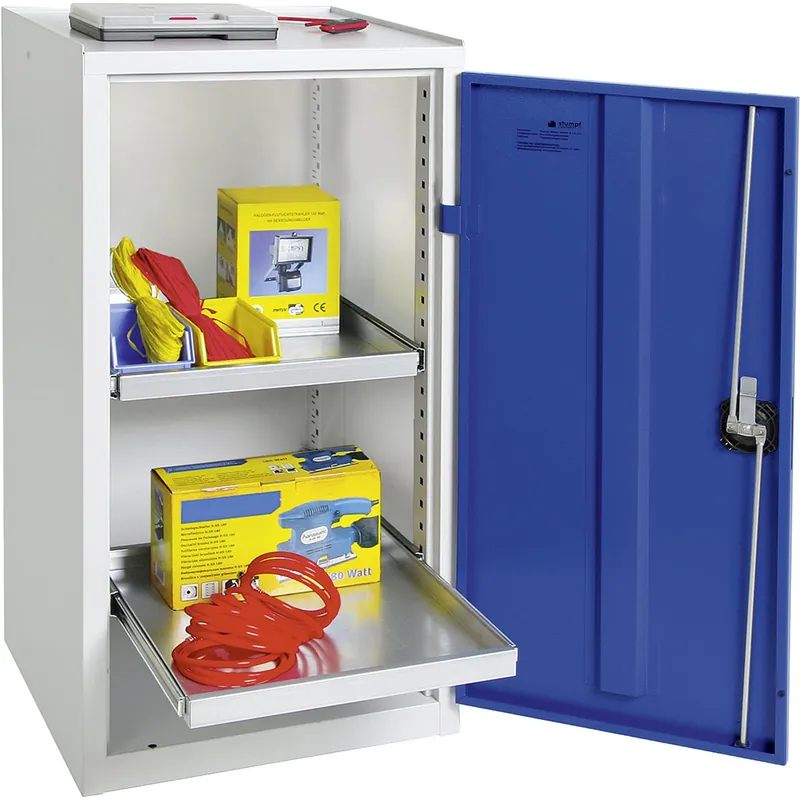 Letzte Chance Stumpf Werkzeug- und Materialschrank Serie 3000 lichtgrau / enzianblau + 2 Auszugsböden - 3001574