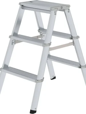 Günzburger Steigtechnik ML Stufen-Stehleiter beidseitig begehbar 2x3 Stufen - 011233 Kostenloser Versand