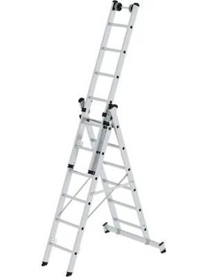 Super-Preis Günzburger Steigtechnik Mehrzweckleiter 3tlg. mit nivello-Traverse und Wandlaufrollen 3 x 6 Sprossen - 033306