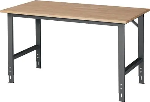 Werktisch Tom B1500xT800xH760-1080mm Arbeitsplatte Buche Gestell anthrazitgrau Direktkauf