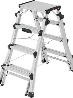 Stufenstehleiter D100TL Alu.Stufen 2x4-2x6 Gesamt-H.981-1430mm teleskopier.HAILO Direktkauf