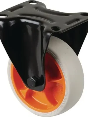 Bockrolle D.100mm Trgf.110kg Gum.Platte L104xB80mm Farbe Rl.hellgrau BS ROLLEN Neu