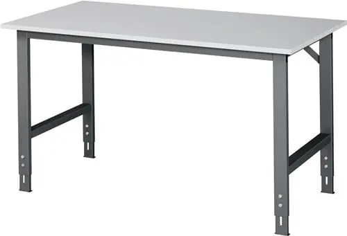 Expressversand Werktisch Tom B1500xT800xH760-1080mm Arbeitsplatte Melamin Gestell anthrazitgrau