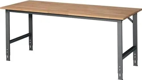 Kracherpreis Werktisch Tom B2000xT800xH760-1080mm Arbeitsplatte Buche Gestell anthrazitgrau