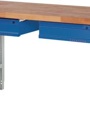 Aktuell Werkbank Ser.BK 650 B1500xT700xH790-1140mm Buche massiv grau/blau 2 Schubl.TW