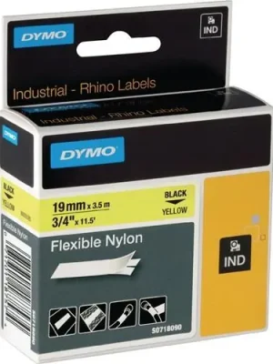 Dymo Schriftband Bandbreite 19 mm Bandlänge 3,5 m schwarz auf gelb Nylonband - 18491 Neu Im Sortiment