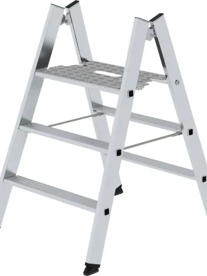 Günzburger Steigtechnik Klapptritt beidseitig begehbar Alu natur 2x3 Stufen - 050183 Knallerangebot