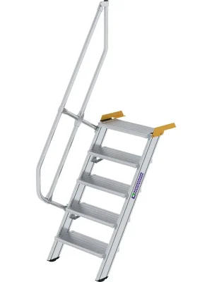 Zertifiziert Günzburger Steigtechnik Treppe 60° Stufenbreite 600 mm 5 Stufen Aluminium geriffelt - 600205