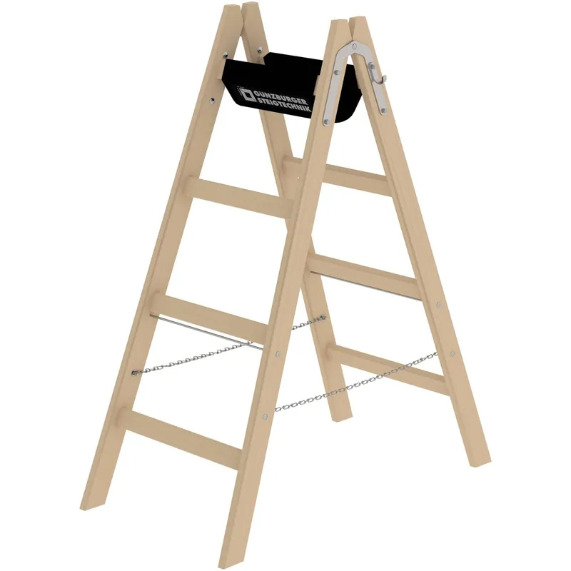 Günzburger Steigtechnik Sprossen-Stehleiter Holz 2 x 4 Sprossen - 033208 Heißes Angebot