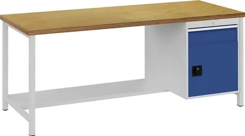 BEDRUNKA+HIRTH Werkbank signalblau lichtgrau B2000xH859xT750mm Buche Multipl.40mm 1 Schub.1 Tür - 03.19.12AV 7035/5005 Sonderaktion