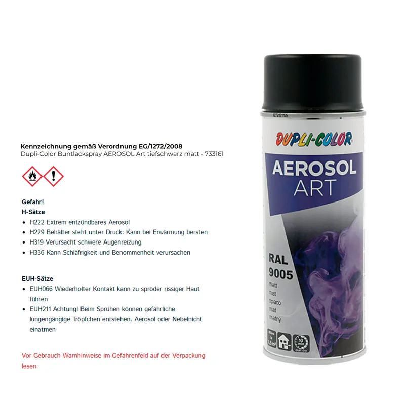 Meistverkauft Dupli-Color Buntlackspray AEROSOL Art tiefschwarz matt - 733161