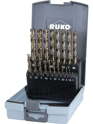 Schnäppchen RUKO Spiralbohrersatz HSSE-Co 5 DIN 338 Typ VA 19tlg. Ø 1 - 10 mm in ABS-Kunststoffkassette - 215214RO