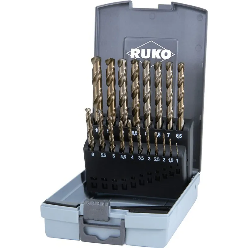 Schnäppchen RUKO Spiralbohrersatz HSSE-Co 5 DIN 338 Typ VA 19tlg. Ø 1 - 10 mm in ABS-Kunststoffkassette - 215214RO