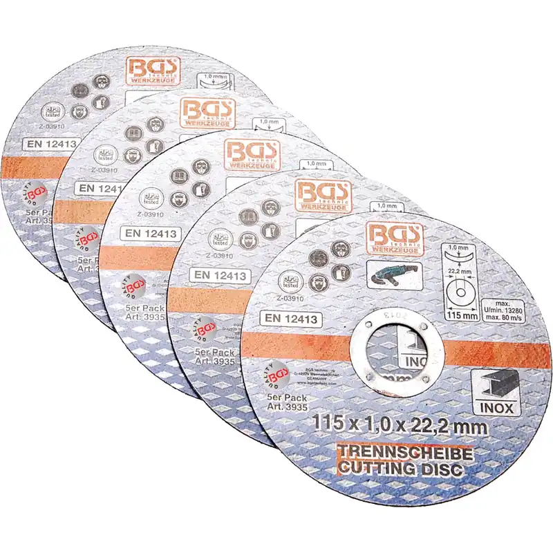 BGS Trennscheiben für Edelstahl Ø 115 x 1,0 x 22,2 mm 5tlg. - 3935 Echt
