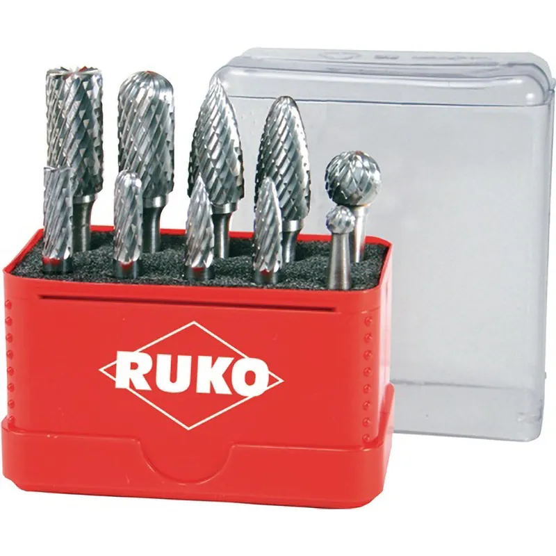 RUKO Hartmetall-Frässtiftsatz 10tlg. HM Verzahnung ZYA-ST/WRC/SPG/RBF/KUD Schaft-Ø 6 mm - 116002 Kostenloser Versand