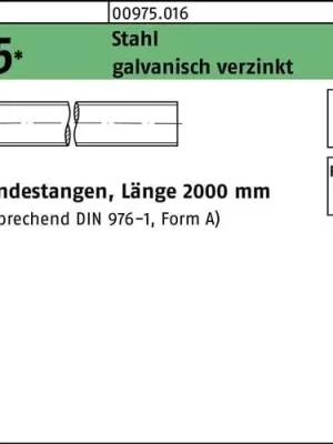 Gewindestange DIN 975 M8x 2000mm Stahl galv.verz. 1 Stück Jetzt Kaufen