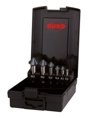 Neu RUKO ULTIMATECUT Kegel- und Entgratsenker-Satz 4S HSS RUnaTEC DIN 335 90° in Kunststoffkassette 6 teilig - 102890PRO
