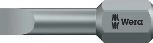 Wera Bit 800/1 TZ für Schlitzschrauben 5,5 mm Länge 25 mm 1/4″ C6,3 0,8 mm zähhart Torsionszone - 5056220001 Geprüft