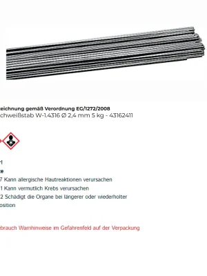 TIG-Schweißstab W-1.4316 Ø 2,4 mm - 43162411 Garantierte Lieferung