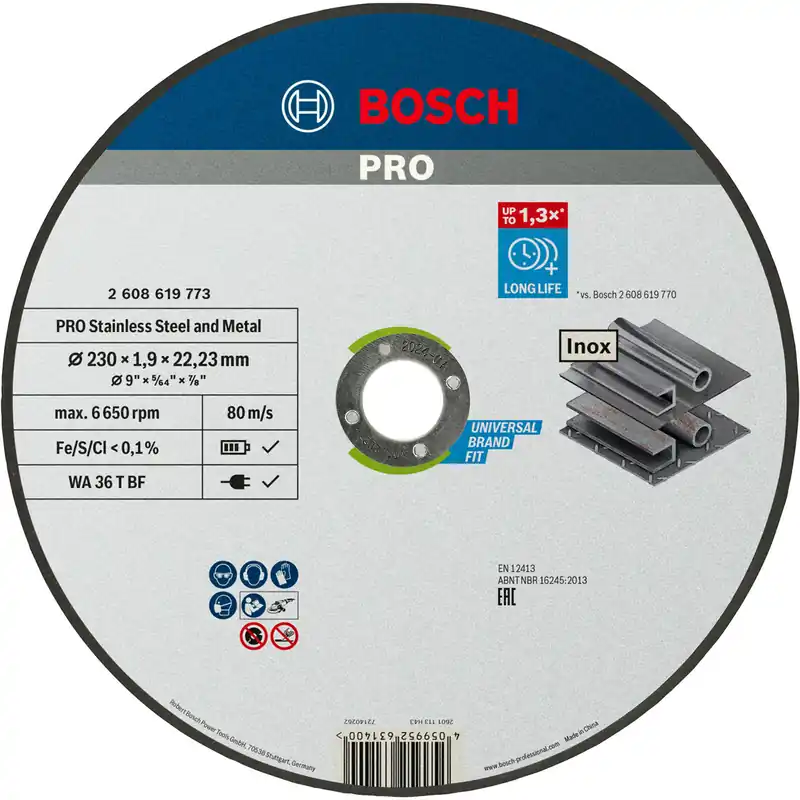 Bosch PRO Stainless Steel and Metal Trennscheibe 230 x 1,9 x 22,23 mm - 2608619773 Kracherpreis