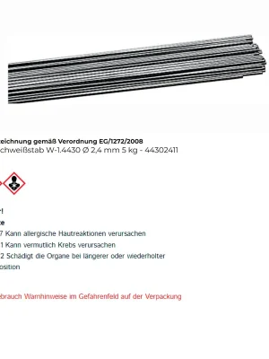 Abverkauf TIG-Schweißstab W-1.4430 Ø 2,4 mm - 44302411