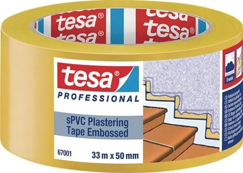 TESA PVC Putzband 67001 quergerillt gelb 33 m x 50 mm - 67001-00001-00 Sichere Zahlung