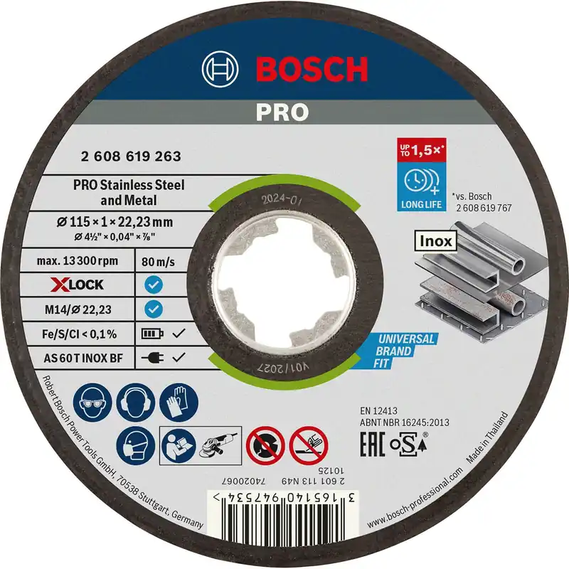 Bosch PRO Stainless Steel and Metal X-Lock Trennscheibe 115 x 1 x 22,23 mm - 2608619263 Letzte Chance