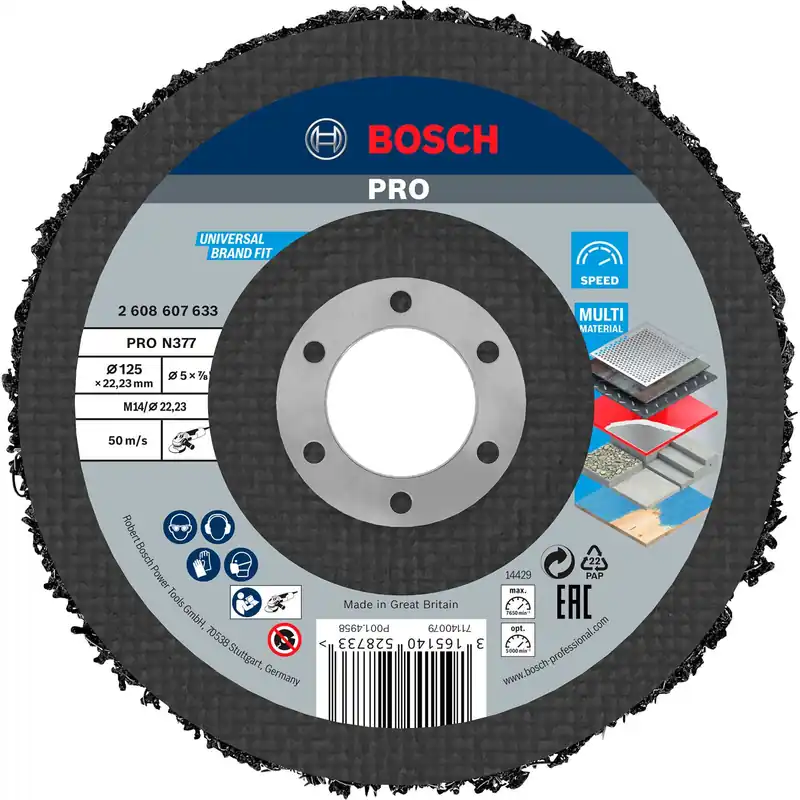 Bosch PRO N377 Multi Material Reinigungsscheibe 125 mm 22,23 mm - 2608607633 Kostenloser Rückversand