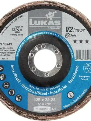 Nur Heute LUKAS Fächerscheibe V2 POWER CER Ø 125 mm K 40 flach INOX Stahl Titan CER - A27441250401450