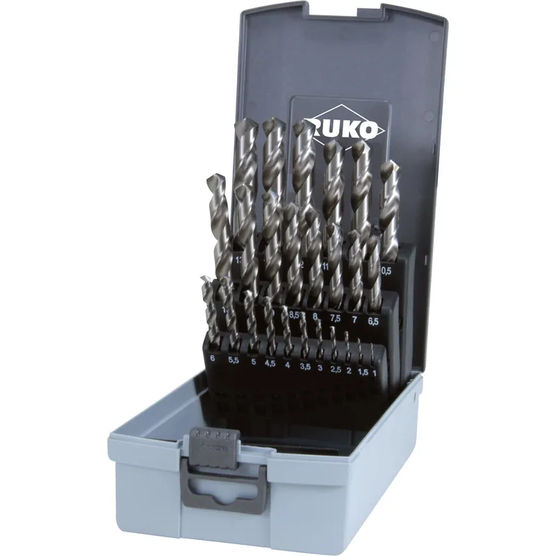 RUKO Spiralbohrersatz HSS-G DIN 338 Typ N 25tlg. Ø 1 - 13 mm in Kunststoffkassette - 214215RO Gratis Versand