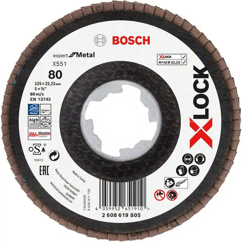 Top-Angebot Bosch X-LOCK-Fächerschleifscheibe X551, Expert for Metal, K: 80, Scheibend.: 125 mm - 2608619805