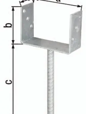 GAH Alberts U-Pfostenträger ETA-10/0210 141x100x200x60mm TZN m.Betonanker a.Riffelstahl - 214302 Neue Ware