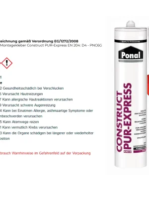 Rabatt Ponal Montagekleber Construct PUR-Express EN 204: D4 - PNC6G