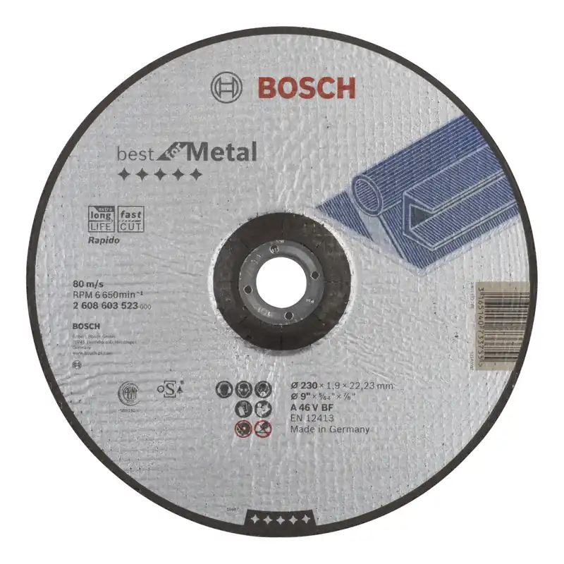 Top-Angebot Bosch Trennscheibe gekröpft Best for Metal - Rapido A 46 V BF 230 mm 22,23 mm 1,9 mm - 2608603523