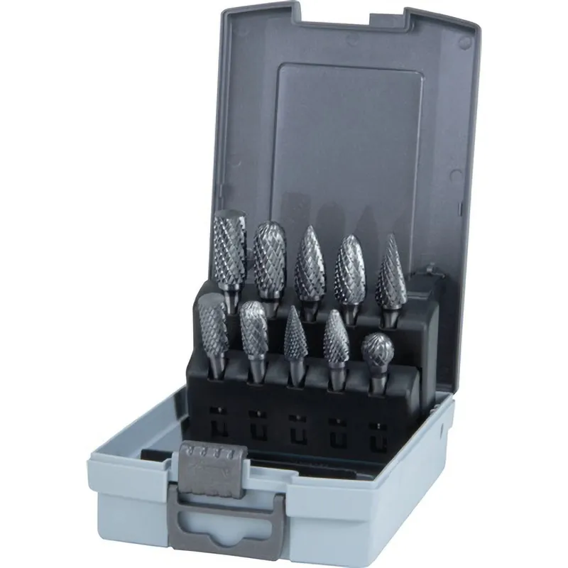RUKO Hartmetall-Frässtifte-Satz Kreuzverzahnung HM 10tlg. Ø 10 / 12 mm in Kunststoffkassette - 116003RO Top-Preis