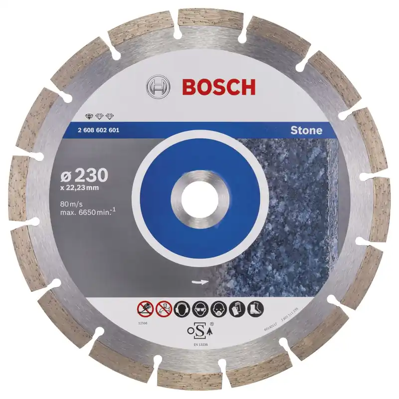 Bosch Diamanttrennscheibe Standard for Stone 230x22,23x2,3x10 mm 2608602601 Schneller Versand