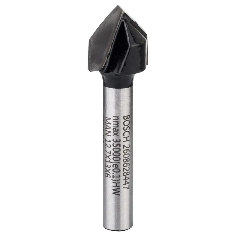 Bosch V-Nutfräser Standard for Wood 6 mm D1 12,7 mm L 12,7 mm G 45 mm 90° - 2608628447 Gratis Versand