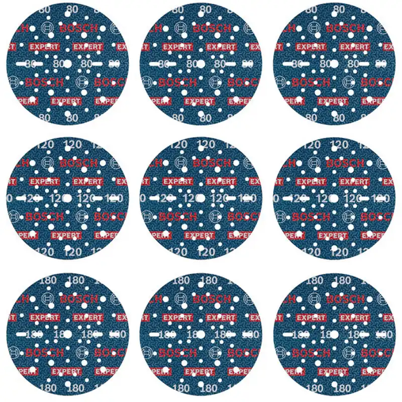 Bosch EXPERT O780 Folienschleifscheiben-Set 150 mm G80 G120 G180 9tlg. - 2608902448 Must-Have
