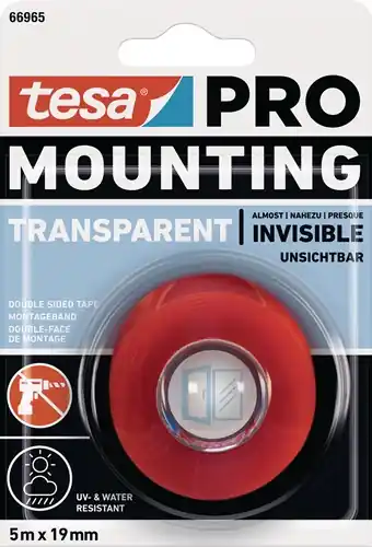 TESA Montageband Mounting PRO Transparent 66965 5 m x 19 mm - 66965-00001-00 Versand Am Gleichen Tag