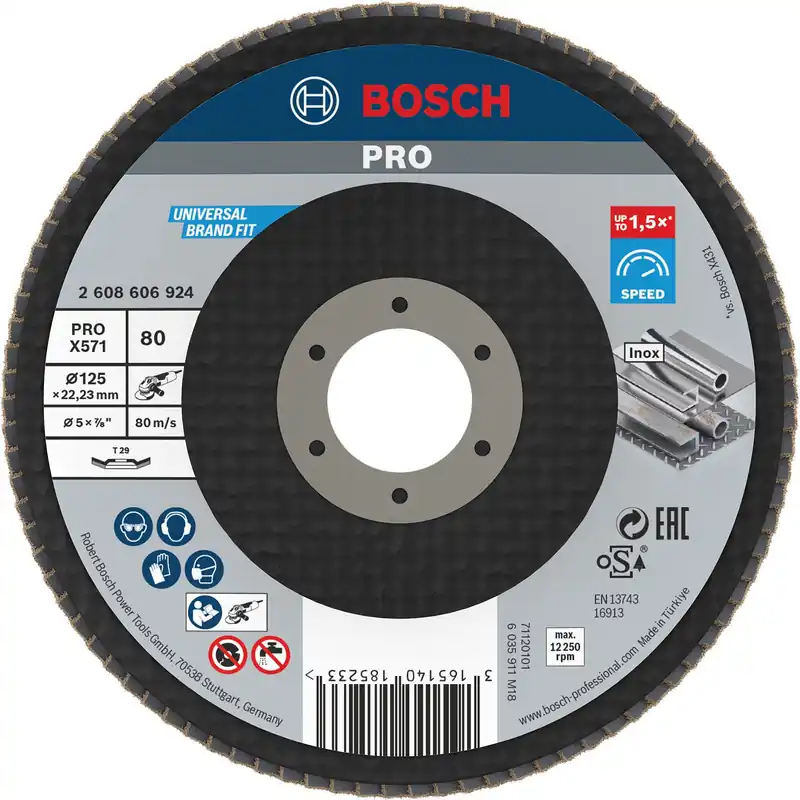 Highlight Bosch PRO X571 Fächerschleifscheibe 125 mm G80 - 2608606924