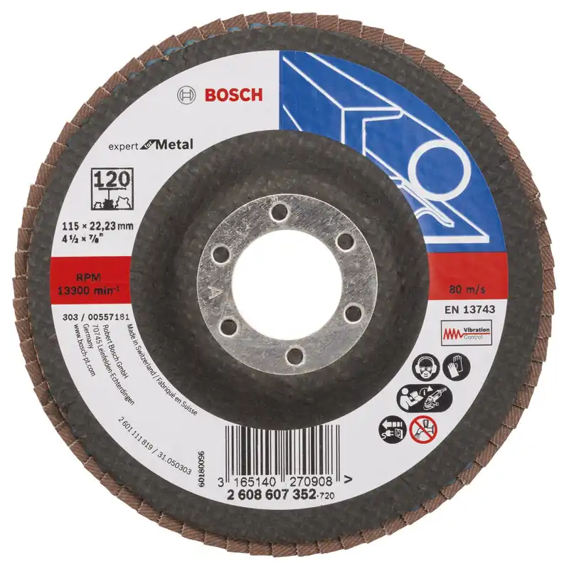 Top-Seller Bosch Fächerschleifscheibe Expert for Metal 115 22,23 120 gerade Glasgewebeteller - 2608607352