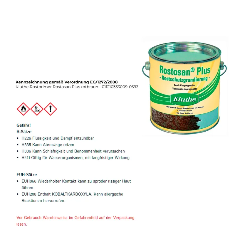 Echt Kluthe Rostprimer Rostosan Plus rotbraun - 011210333009-0593