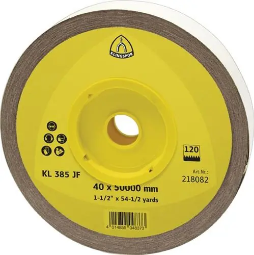 Heißes Angebot KLINGSPOR Schleifgeweberolle KL 385 JF 50 m x 40 mm Körnung 120 - 218082