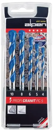 Angebot Steinbohrersatz PROFI GRANIT 5-tlg.D.4,5,6,8,10mm ALPEN